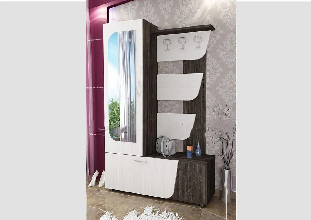 Hallway shoe cabinet and coat-rack unit from Mebeli Largo, studio product shot