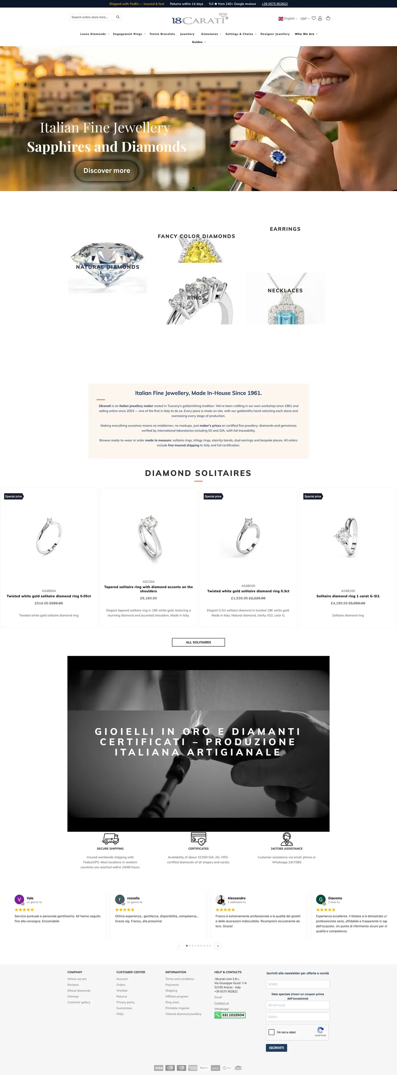 18 Carati homepage page, original version
