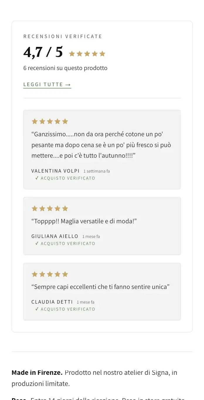 Verified customer reviews on mobile