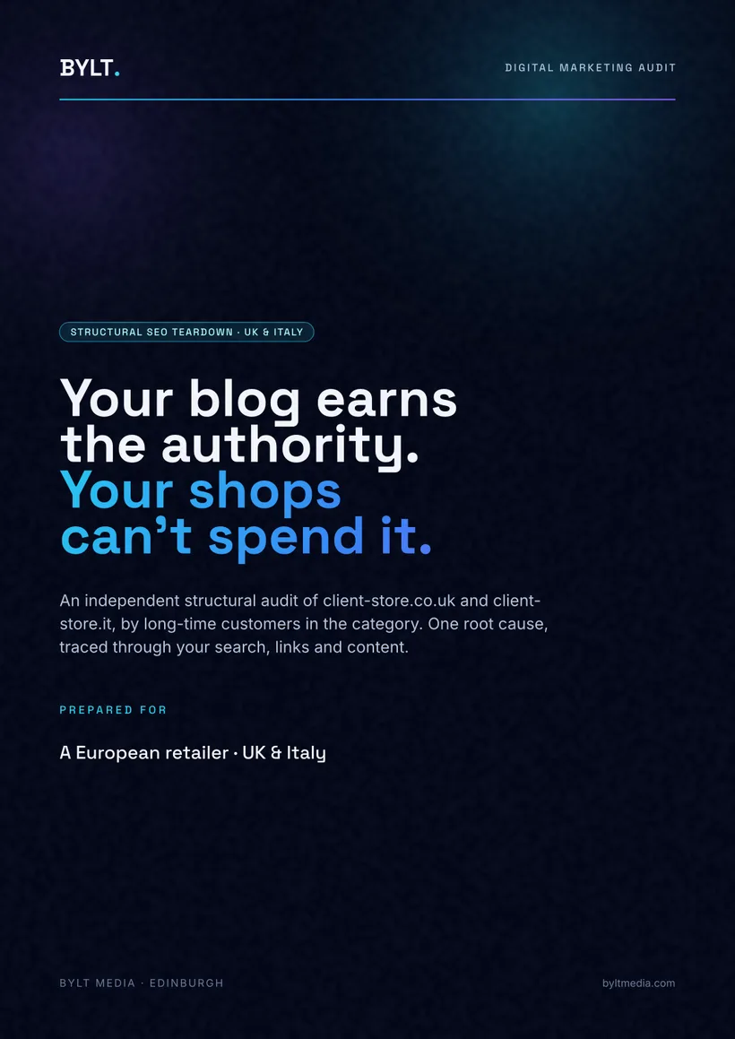 Example BYLT SEO audit page (client redacted)